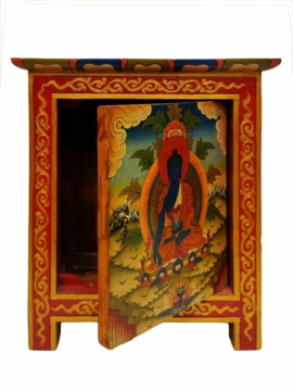 Gabinete pequeño de madera tibetano con una puerta