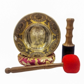 Seven Bronze Singing Bowl with Jambhala Carving