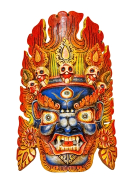 Máscara de Madera de Bhairav de Fuego - Guardián del Poder