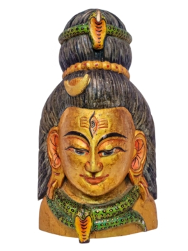 Máscara de Madera de Shiva - Colgante de Pared en Madera de Álamo