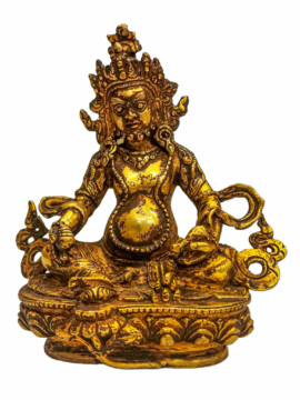 Yellow Jambhala Copper Statue with Gold Plating
