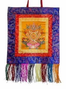Tibetan Cochin Brocade Wall Hanging with Kalas