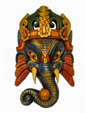 Máscara de Madera de Ganesh Colgante de Pared en Álamo