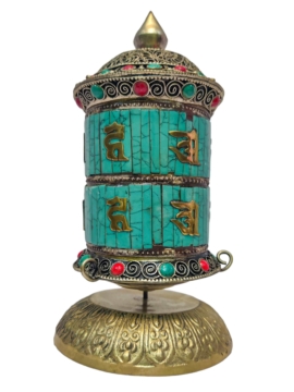 Rueda de Oración de Mesa de Latón para Bendiciones