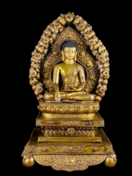 Copper Shakyamuni Buddha Statue - Gold-Plated, 85 cm