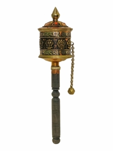 Brass and Wood Handheld Prayer Wheel