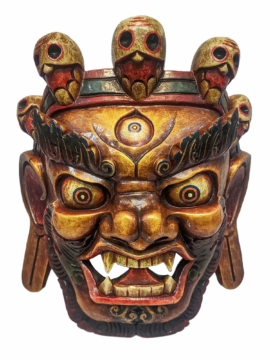 Máscara de madera Bhairav de Mahakala - Colgante de pared