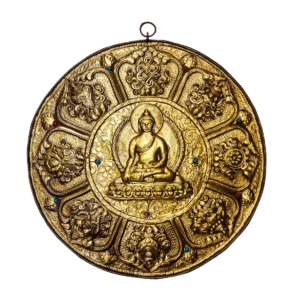 Buddhist Brass Wall Hanging: Shakyamuni Buddha