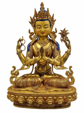 Estatua de Cobre de Chenrezig - Bodhisattva de la Compasión