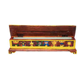 Tibetan Wooden Incense Burner with Ashtamangala Design
