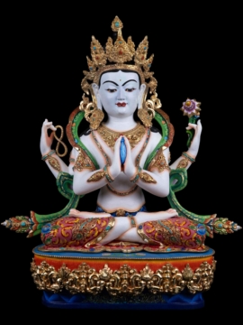 Statue de Chenrezig en cuivre - Bodhisattva de la compassion