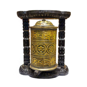Wood and Brass Wall Prayer Wheel
