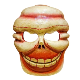 Máscara de calavera de madera de álamo hecha a mano para colgar en la pared