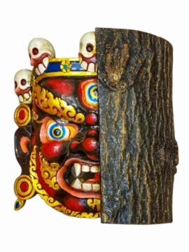 Máscara de Bhairav a Medio en Madera de Álamo