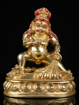 Yellow Jambhala Copper Statue - Gold Plated Face