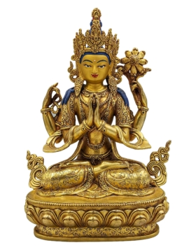 Estatua de Cobre de Chenrezig - Bodhisattva de la Compasión