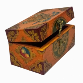 Caja ritual de madera tibetana para objetos sagrados