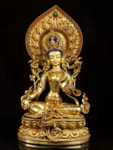 Green Tara Copper Statue - Goddess of Compassion