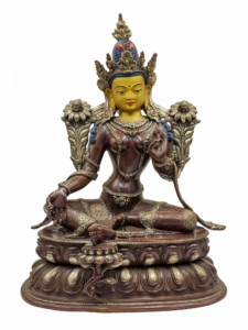 Green Tara Copper Statue with Oxidized Finish