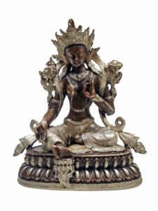 Copper Green Tara Miniature Statue - Emblem of Compassion and Protection