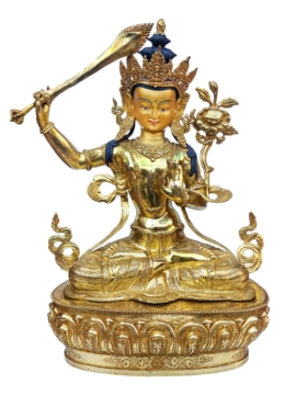 Manjushri Copper Statue with Gold Plating