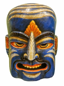 Máscara tribal artesanal en madera de álamo