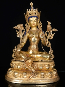 Copper Green Tara Statue - Symbol of Compassion and Protection