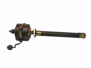 Leather and Wood Hand Held Prayer Wheel