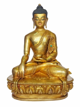 Stupéfiante statue en cuivre du Bouddha Shakyamuni - Embodement de la compassion et de la sagesse, 28 cm de haut