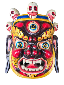 Máscara de Madera de Álamo Bhairav de Shiva Iracundo