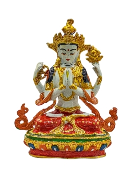 Premium Copper Chenrezig Miniature Statue - Embodying the Bodhisattva of Compassion
