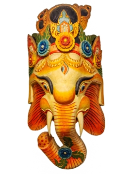 Máscara de Ganesh - Escultura de Madera de Álamo