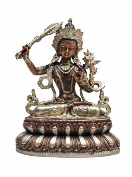 Copper Manjushree Miniature Statue - Embodying Wisdom and Enlightenment