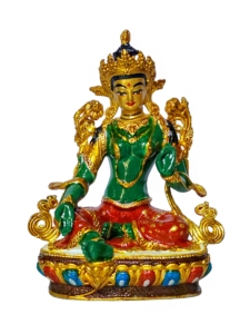 Green Tara Miniature Copper Statue with Traditional Finish