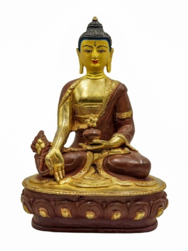 Medicine Buddha Copper Statue with Gold Finish