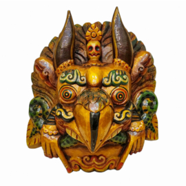 Máscara de Pared de Garuda en Madera de Álamo Pintada