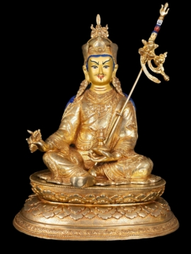 Padmasambhava Copper Statue with Gold-Plated Finish