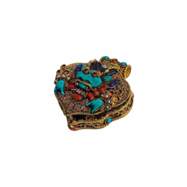 Silver Tibetan Ghau Box with Gold Plating