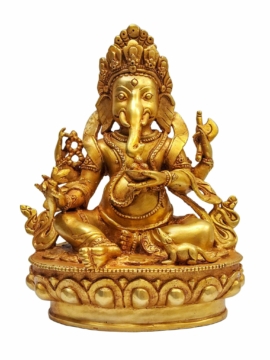 Estatua de cobre de Ganesh con dorado