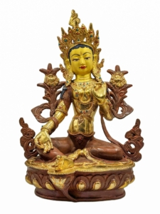 Green Tara Copper Statue with Gold Plating