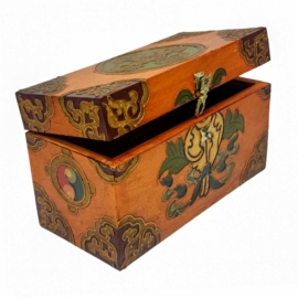 Traditional Tibetan Wooden Box for Sacred Items