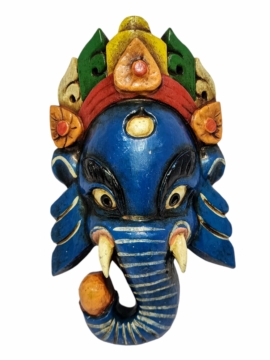 Máscara de Madera de Ganesh Colgante de Pared en Madera de Álamo