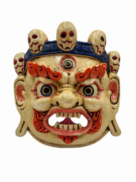 Máscara de Bhairav - Artesanía en Madera de Álamo