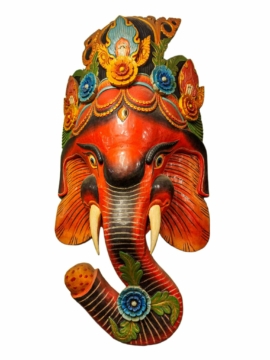 Máscara de Madera de Ganesh Colgante de Pared en Álamo