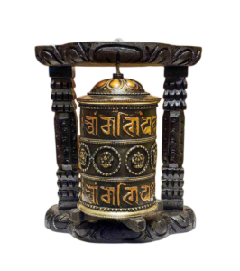 Handmade Wall Prayer Wheel - Wood and Brass