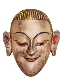 Máscara de pared tibetana hecha a mano en madera de álamo