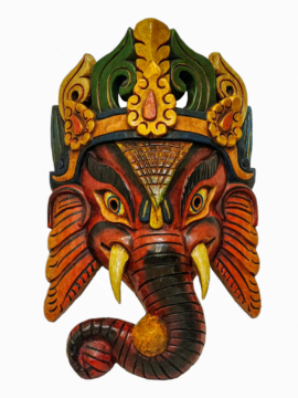 Máscara de Madera de Ganesh Colgante de Pared en Madera de Álamo