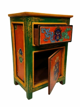 Armario de Madera Tibetano Hecho a Mano con Motivos Pintados