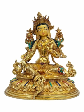 Estatua de Cobre de Tara Verde - Símbolo de Compasión y Protección, 25 cm de Altura