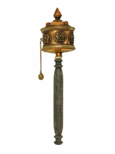 Brass and Wood Handheld Prayer Wheel